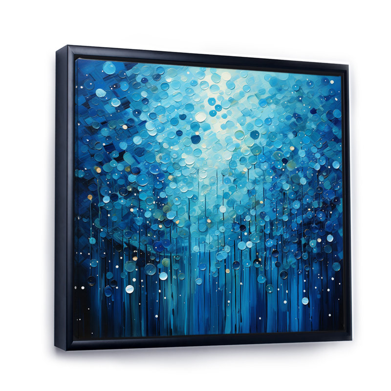 Azure Symphony III - Abstract Landscape Canvas Prints, H 16 po x l 16 po x P 1 po, Cadre flottant noir