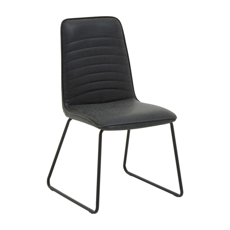 Heinrick 43cm H Tufted Upholstered Side Chair, Black