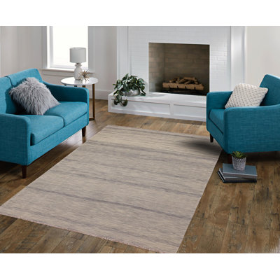 Tapis gris en laine tissé à plat à motif géométrique rectangulaire Leachville 5 pi 7 po x 7 pi 11 po