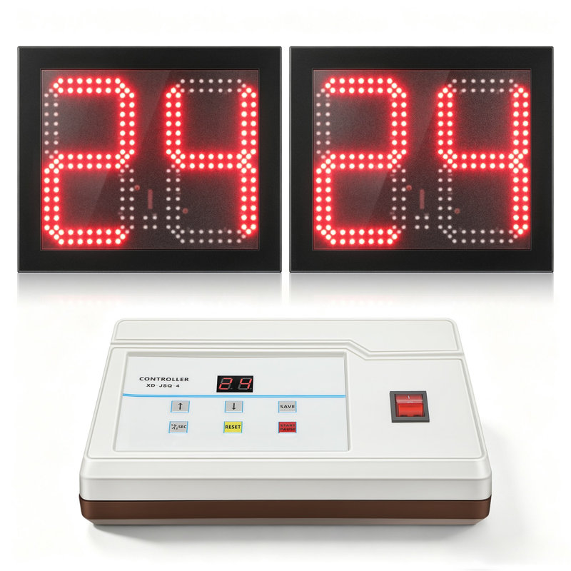 Wireless Basketball Game Timer with Remote Console, 100m Range, 0-99 Second Timer, 24 Second Shot Clock Alarm, Buzzer for School & Gym