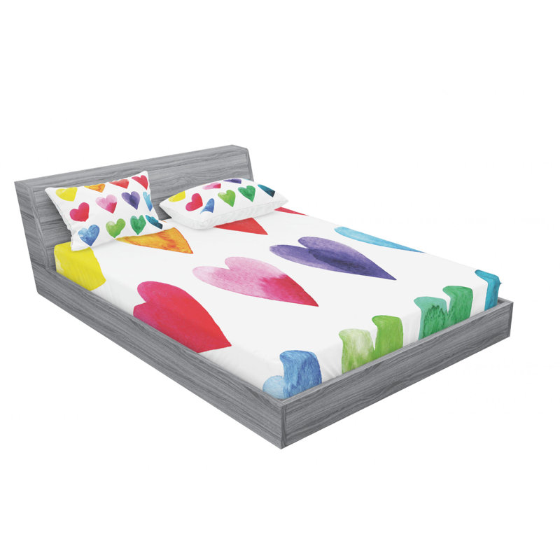 Microfiber Sheet Set, Queen Sheet Set with Fitted Sheet, Heart