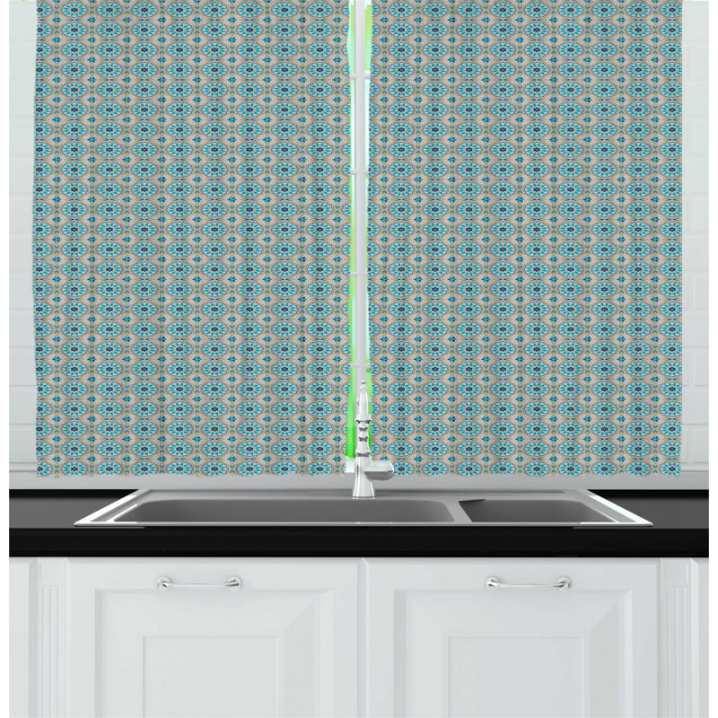 Geometric Ruffled Kitchen Curtain