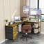 Bureau en L 114 po avec concentrateur électrique, bureau de jeu industriel - 6 tiroirs, support pour écran amovible, bureau rustique brun