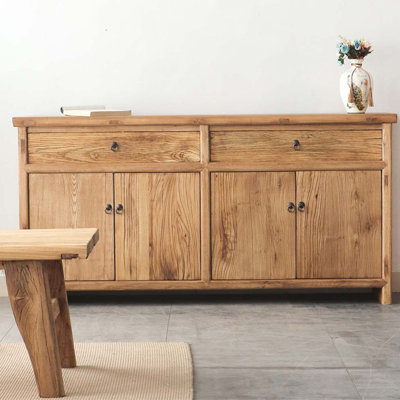 Chinese-Style Retro Walnut Storage Side Cabinet