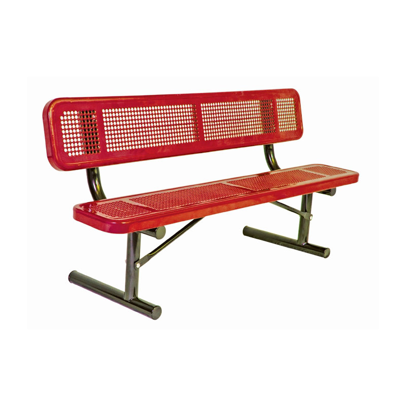 Banc de pique-nique en acier, Noir / rouge, 6 pi