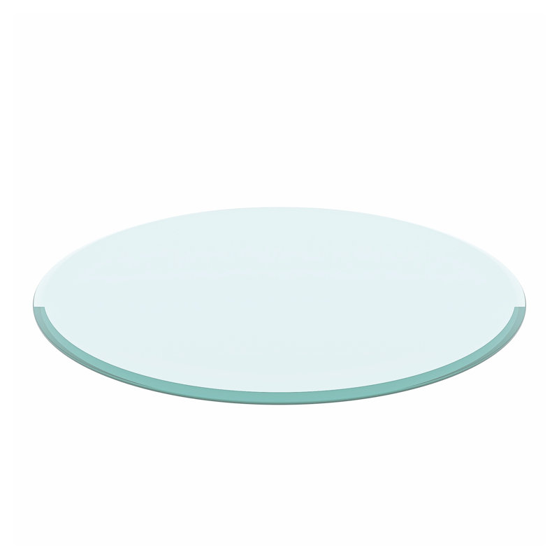 Plateau de table rond en verre trempé de 24 po, rebord biseauté épais de 1/2 po pour tables basses et tables de salle à manger