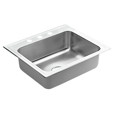 Commercial 24.38" L x 21.38" W 18 Gauge Single Bowl Kitchen Sink