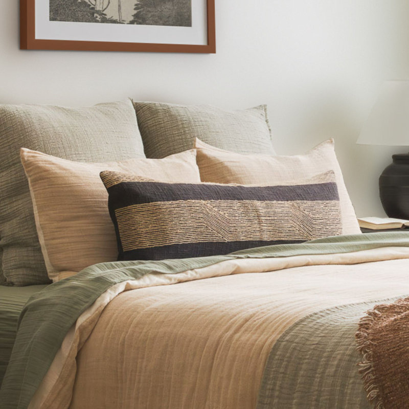 Jute Balance Brown Textured Lumbar Pillow, 14" x 40", Throw Pillow For Couch or Bed