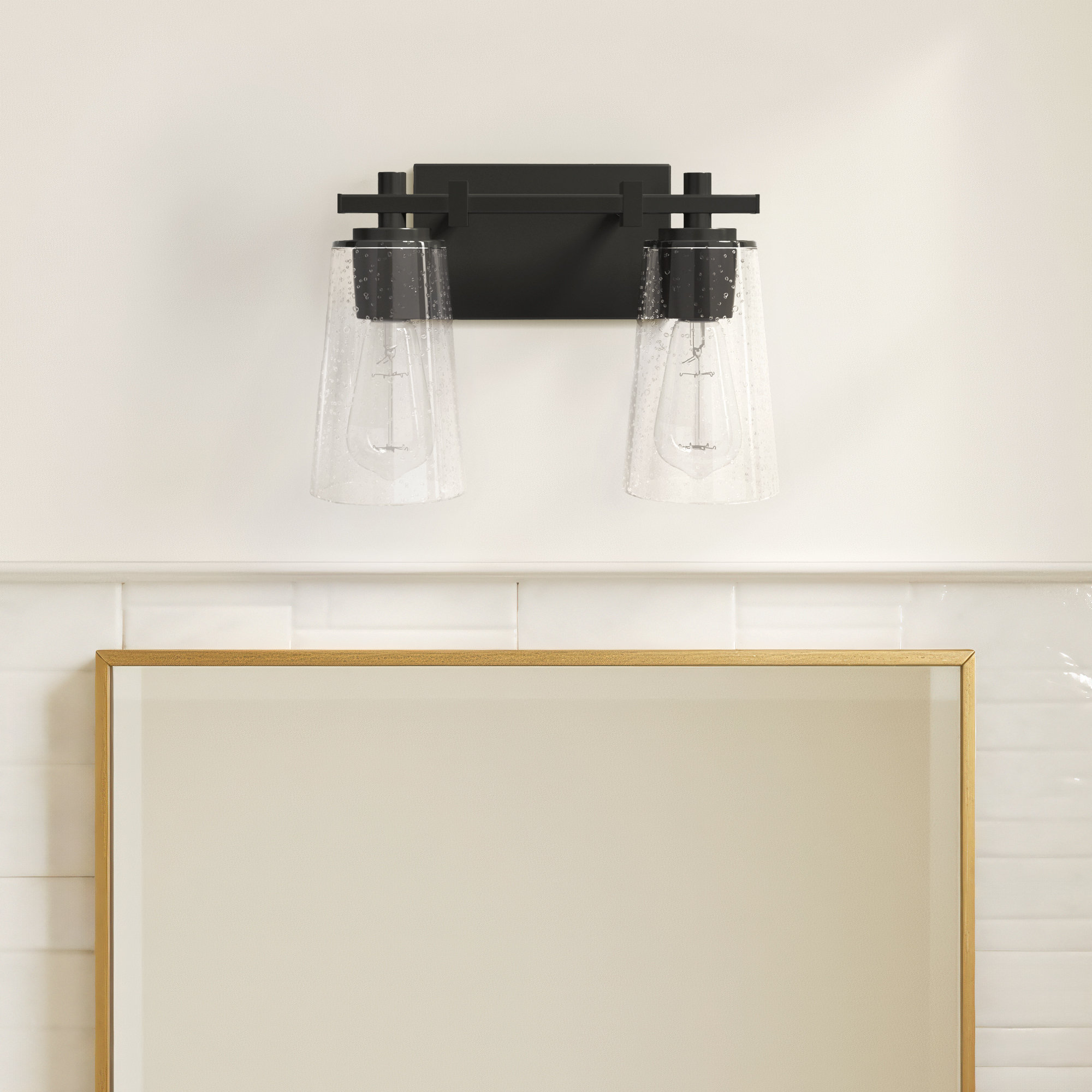 Noland 2 Light Seeded Dimmable Vanity Light, Oil Rubbed Bronze