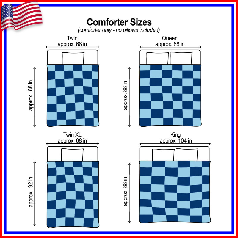 Blue Checkerboard Pattern Comforter, Twin Extra Long