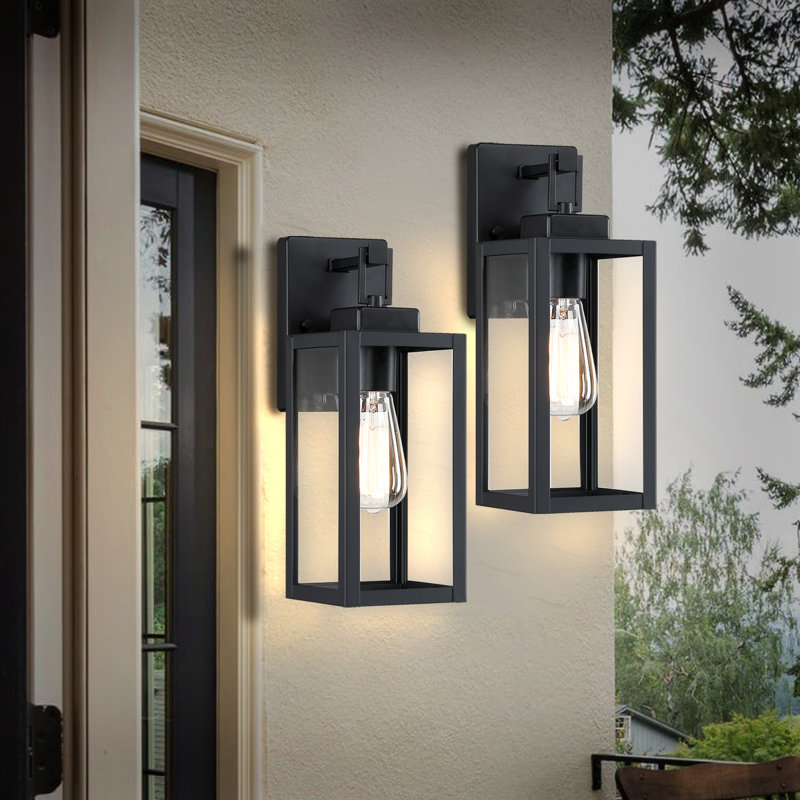 Swarna Outdoor Wall Light with Matte Black Finish, 14" H x 5" W x 6.49" D