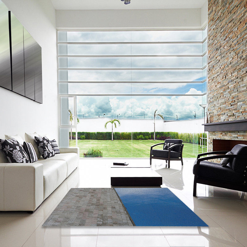 Gris Perdomo/Tapis décoratif bleu, Carré 8 pi