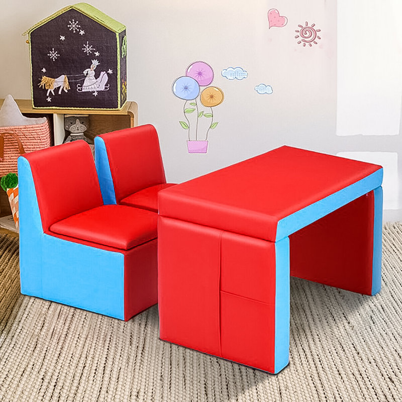 Tello Kids 3 Piece Rectangular Play Or Activity Table and Chair Set