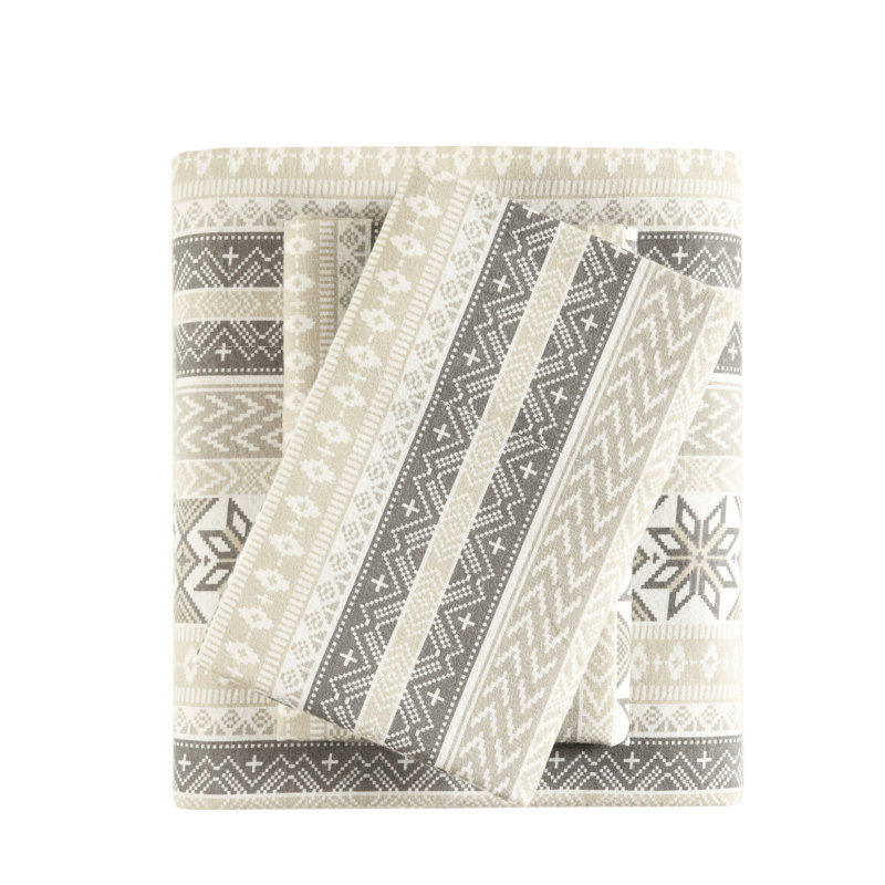 Drap en flanelle 100% coton imprimé grand - confortable et pour un repos paisible, plusieurs impressions au choix, comprend un drap plat, un matelas ajusté de 14 po, 2 taies d'oreiller, lavable à la machine, ultra doux