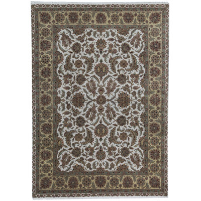 Tapis ivoire et doré de haute qualité noué à la main Trinity