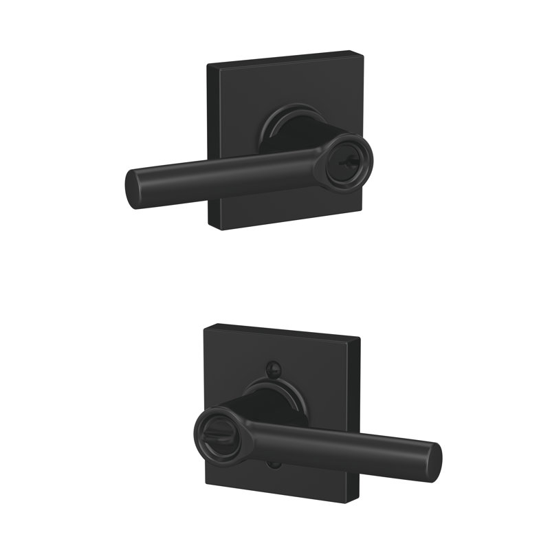 Broadway Keyed Entry Lever with Collins Trim, Matte Black, Keyed Alike, Yes