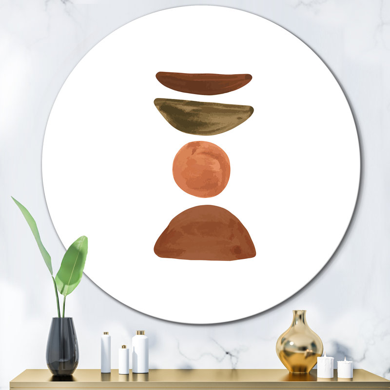 Minimal Half Moons And Orange Full Moon " Minimal Half Moons And Orange Full Moon ", 29" H x 29" W x 1" D