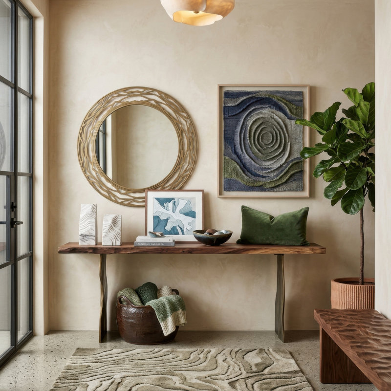 Miroir rond 33 po Kato - Havane doré