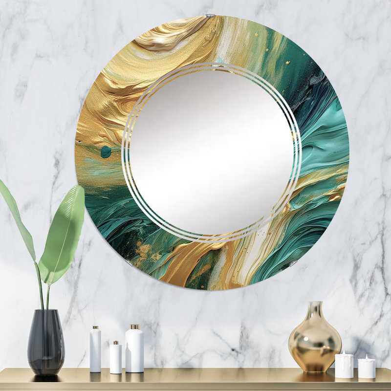 Kohaku - Miroir mural moderne rond, 32 po x 32 po
