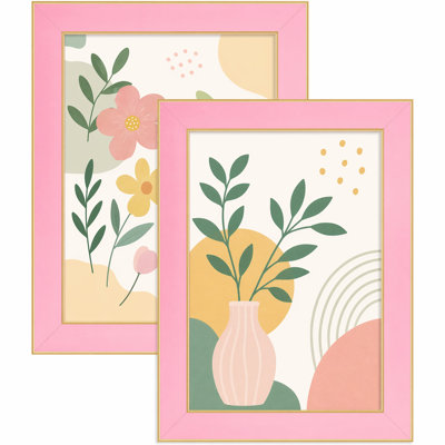 Pink Picture Frame Set, Real Glass