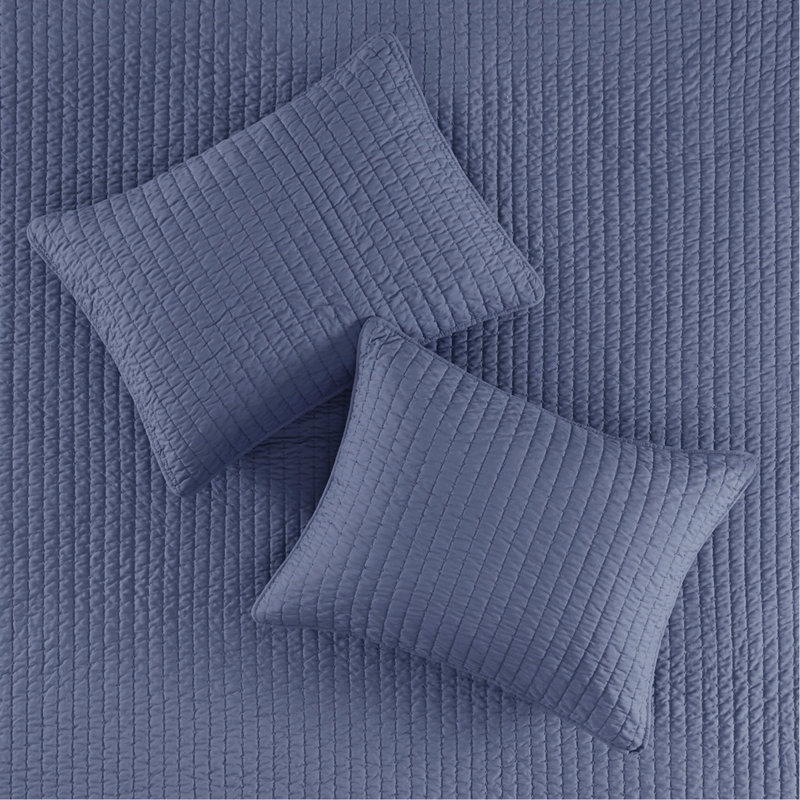3 Piece Quilt Set Navy Full/Queen