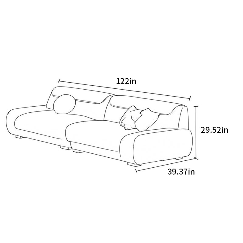 Italian minimalist creative in-line sofa, 29.52" H x 122" W x 39.37" D