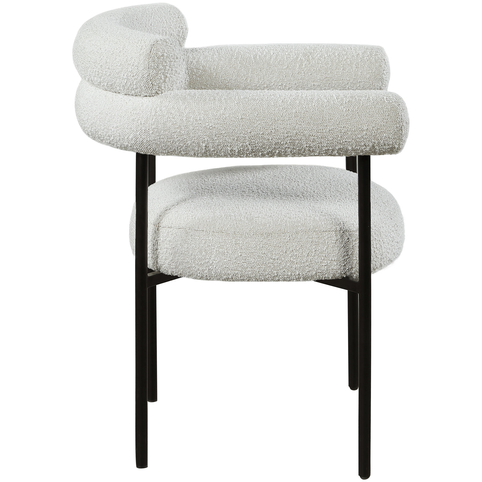 Dining Armchair, Cream Boucle, Matte Black