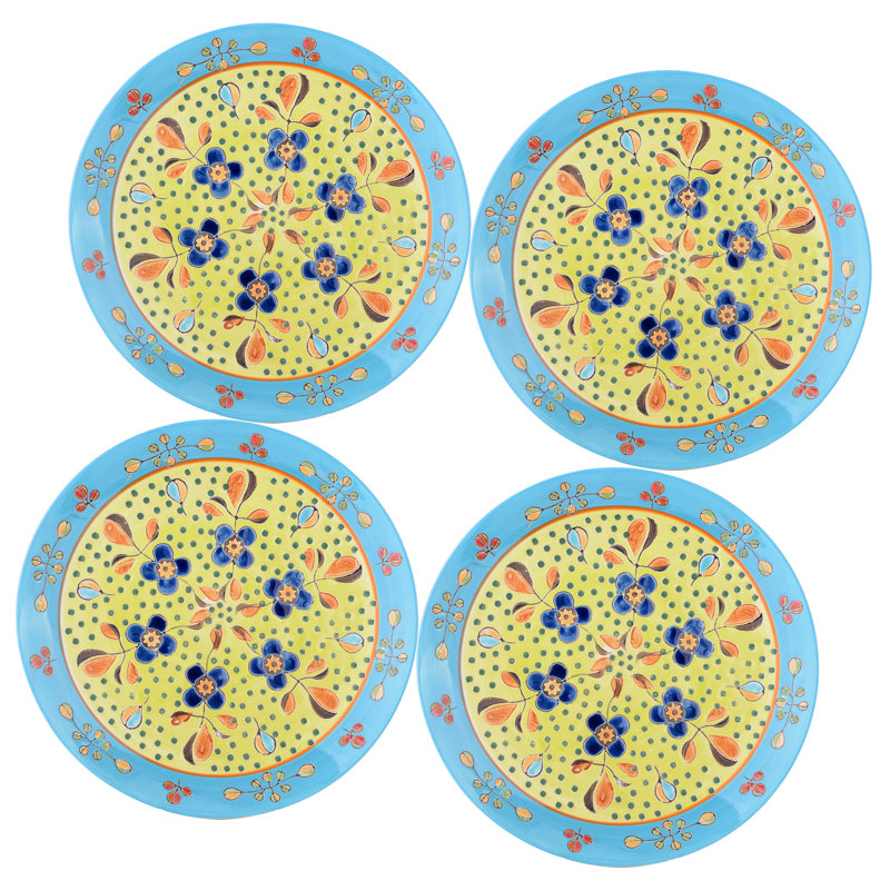 Dutch Wax 8" Salad Plate Set Blue Floral Set