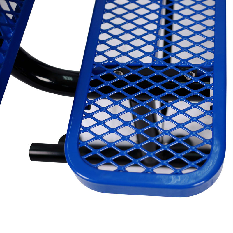 Banc d'extérieur en acier avec dossier, Bleu, H 32,5 po x l 48 po x P 23,2 po