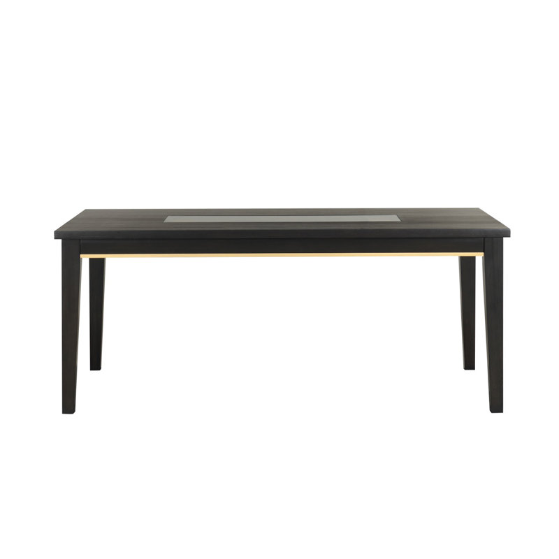Table de salle à manger rectangulaire en bois avec plateau en verre espresso