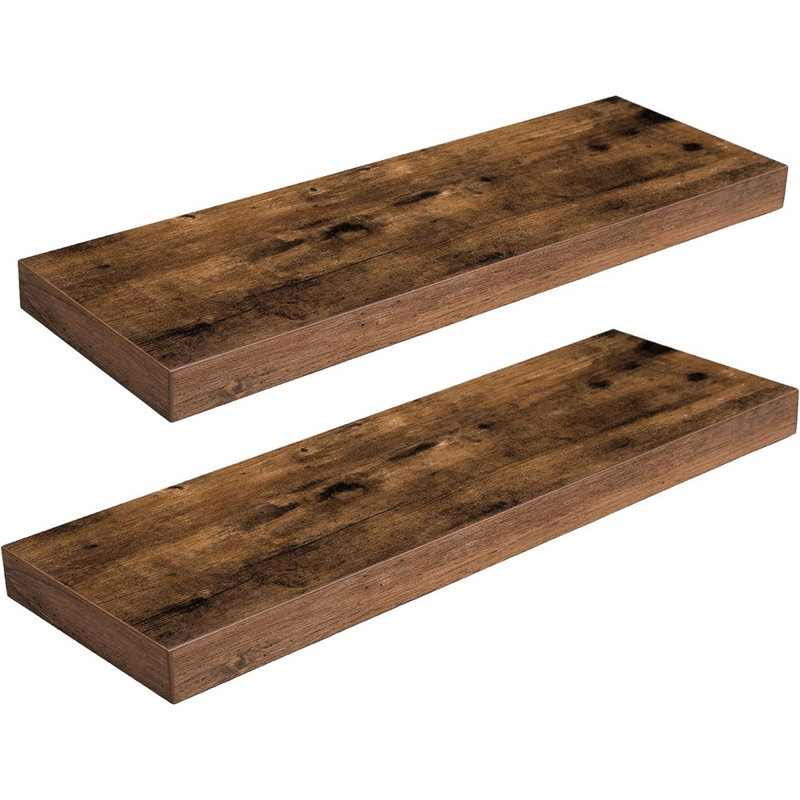 Kayleah 2 Piece Floating Shelf, 1.5" H x 23.6" W x 7.9" D, Rustic Brown