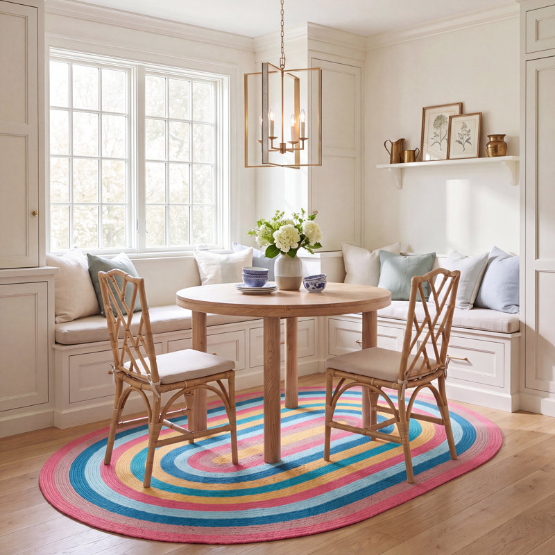 Joia Woven Performance Striped Indoor/Outdoor Area Rug, Oval 5' x 8'