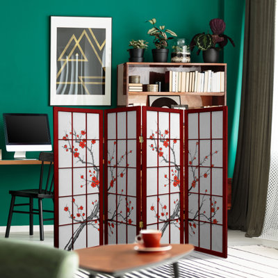Dhulin 4 Ft. Short Cherry Blossom Shoji Screen by Bungalow Rose