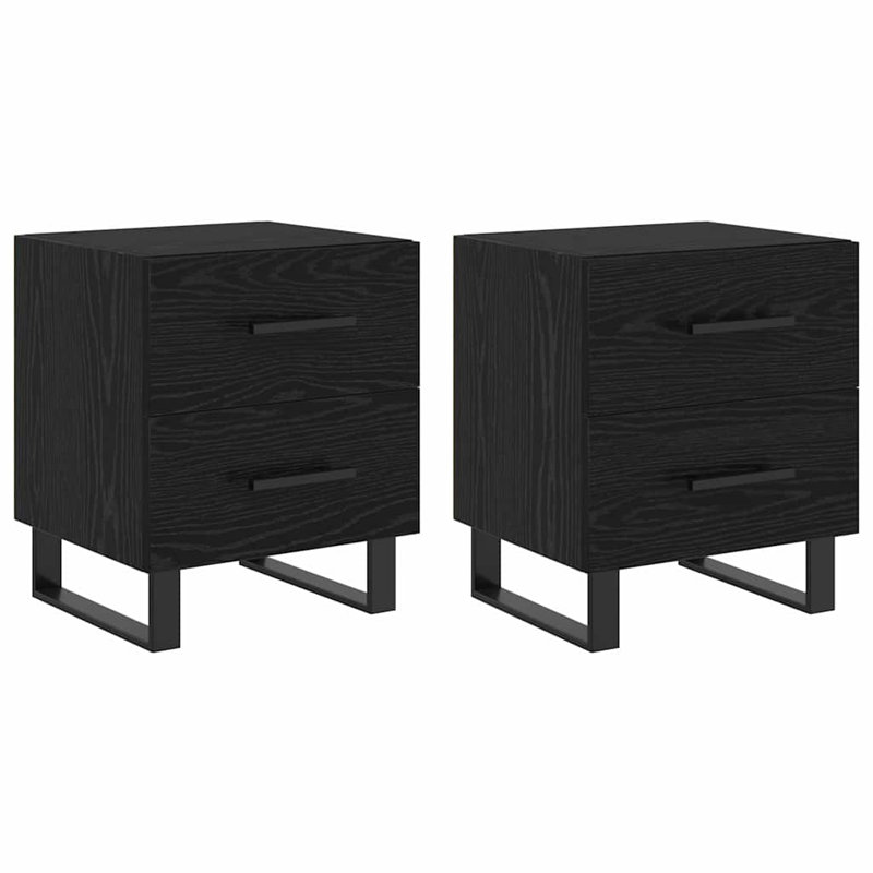 Bedside Cabinets 2 Pcs 40 X 35 X 47.5 Cm, Black Oak