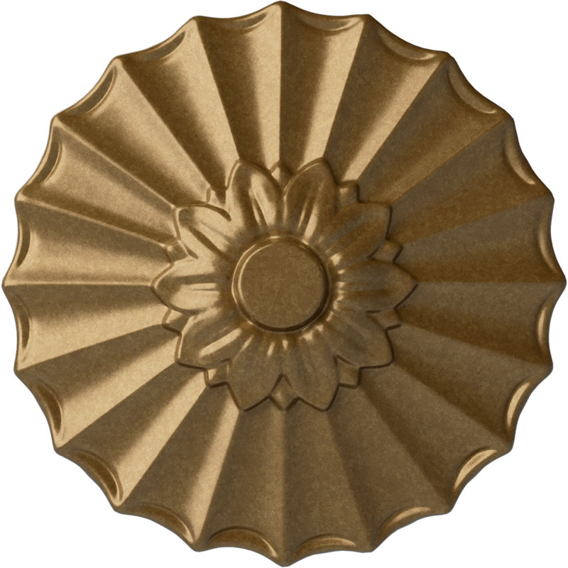 Endurathane Shakuras Ceiling Medallion, 9"OD x 1 3/8"P (Fits Canopies up to 1 3/8"), Hand-Painted Pale Gold Finish, Pale Gold