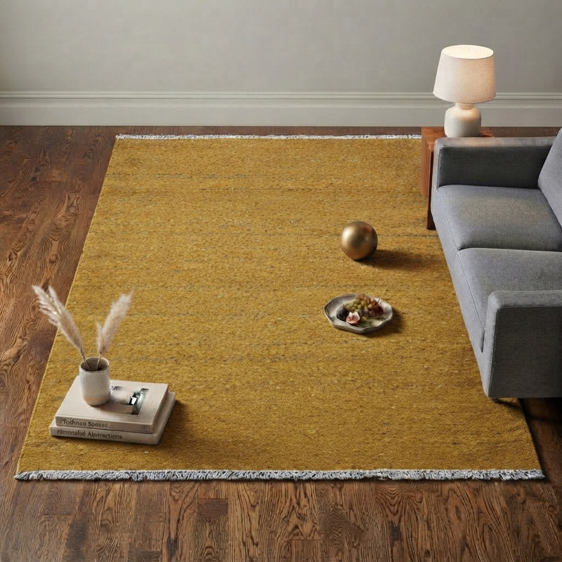 Tapis d'intérieur en coton et polyester tissé à la main, Rectangle 5 pi x 8 pi