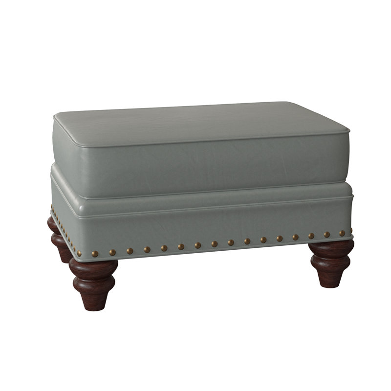 Carrado Leather Ottoman, French Natural, Mahogany, Anilina Cacao Genuine Leather