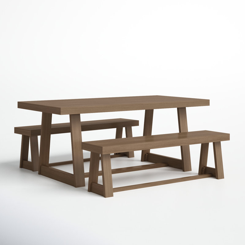 Linzy 6-Person Solid Wood Dining Set, Pecan Wirebrush