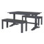 Ensemble de salle à manger rétro 3 pièces, table à tréteaux rectangulaire et 2 bancs en bois pour 4 personnes pour la salle à manger et la cuisine (gris)