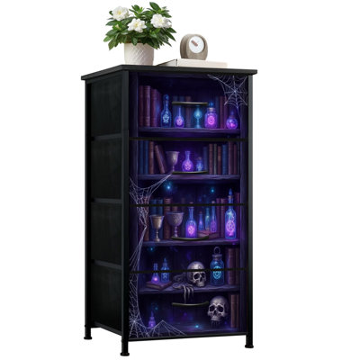 Commode pour chambre à coucher avec 4 tiroirs avec étagère à livres gothique