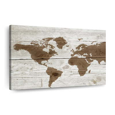 Wooden World Map III Canvas Print