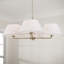 39.25"W x 15.25"H 4-Light Chandelier in Matte Brass with White Fabric Shades and Glass Diffusers
