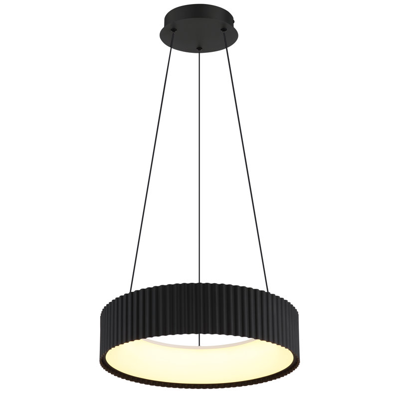 1 - Light LED Geometric Pendant, Matte Black