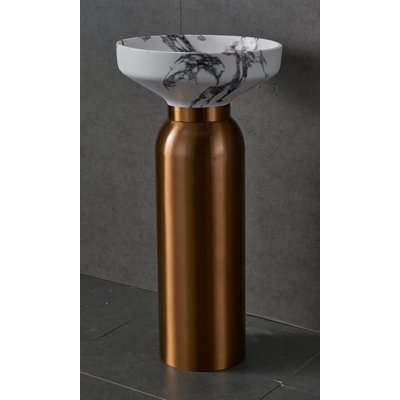 35 Inch Tall Modern Solid Surface Bathroom Sink, Freestanding Wash Basin for Villa Hotel