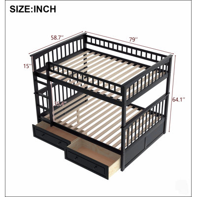 Lit superposé double sur double avec tiroirs, conception convertible pour des solutions de couchage polyvalentes et peu encombrantes