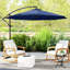 Parasol réglable et accessoires en bleu marine, 10 pi avec acier bleu marine