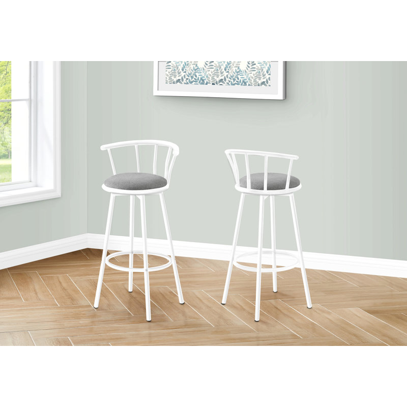 Barstool, Set Of 2, Swivel, Bar Height, Gray