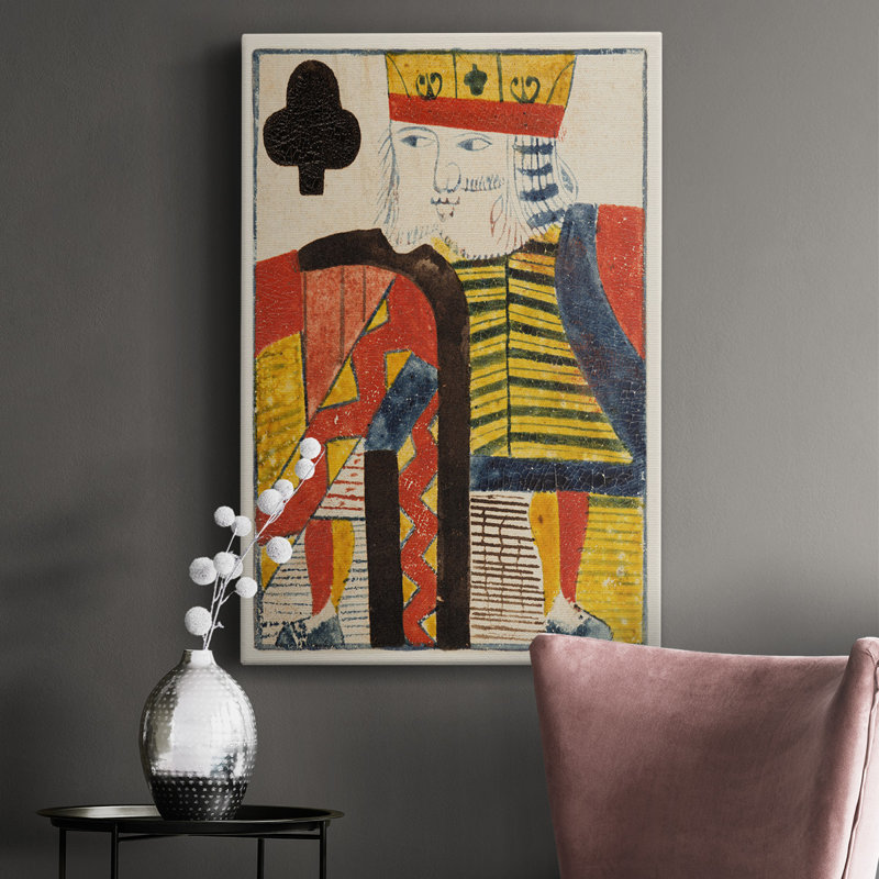 Cartes rétro V - peinture sur toile tendue, H 48 po x l 32 po x P 1 po
