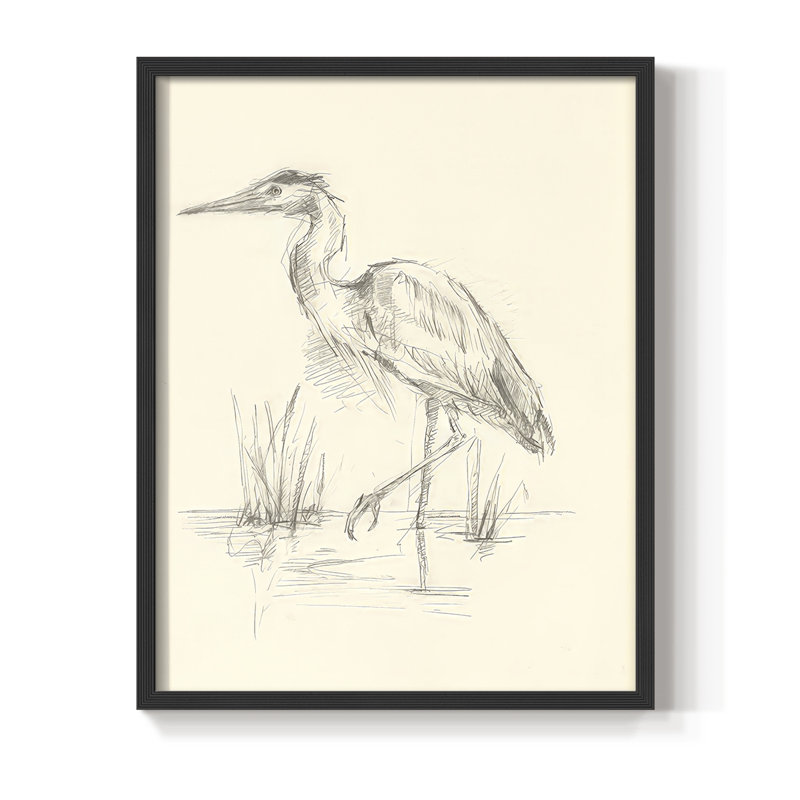 «Waterbird S Carnets de croquis II», reproduction encadrée - bois massif, Noir, noir, noir, noir, H 15 po x l 12 po