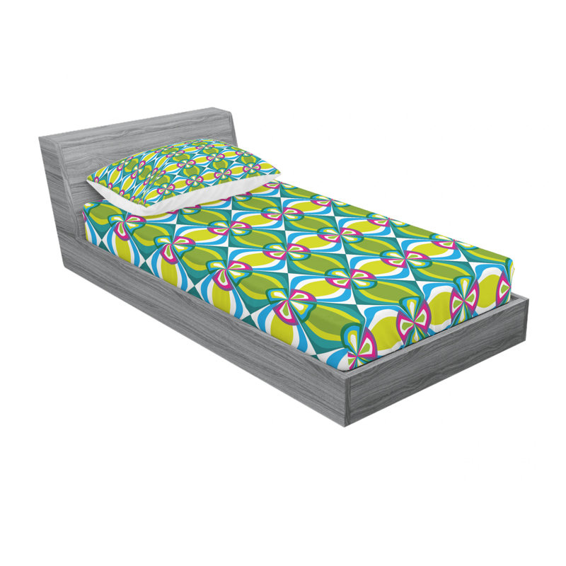 Ensemble de draps à motif floral elliptique Motifs, Ensemble de draps pour lit simple TG avec drap-hou